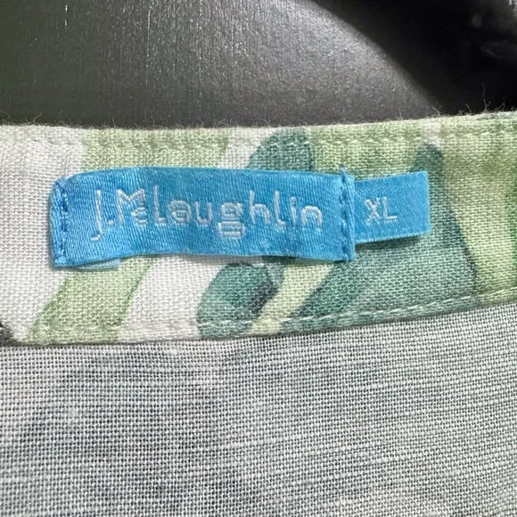 J. Mclaughlin Cunningham Palm Print Linen Blend Tiered Maxi Dress XLarge AS IS - Picture 3 of 15